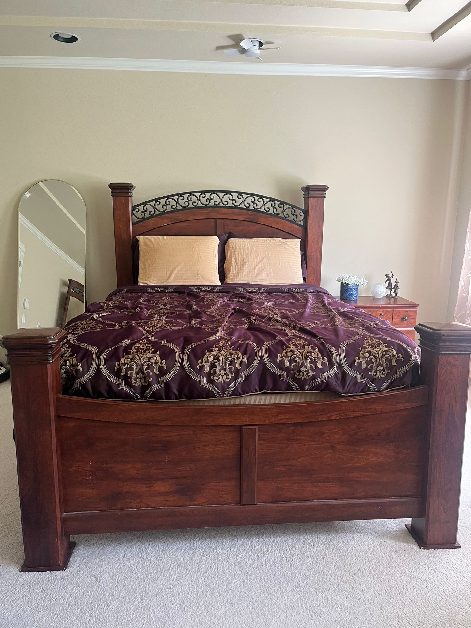 Ashley Timberline Queen Bed + Nightstand + Dresser (with Mirror) + Box Spring + Mattress