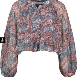 Anthropologie Bishop + Young Maude Paisley Bubble Hem Blouse Size  Large 
