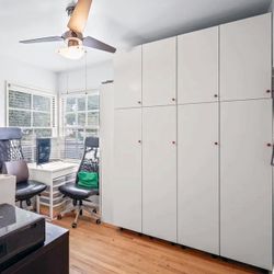 Modern Tall Storage Cabinets – 4 Matching Units, 6 Drawers Each – Studio / Garage / Office