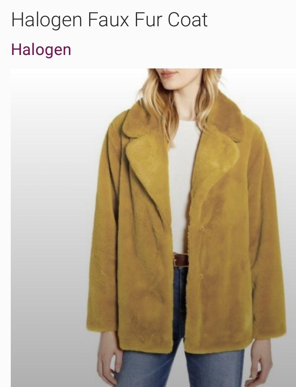 Halogen Faux Fur Jacket Goldenrod Color