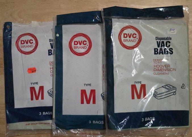 Eight M type vacuum bags