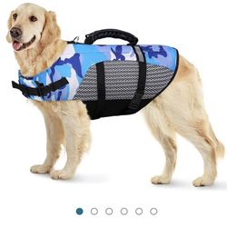  XXL& XL Dog Life Jacket, Camo Ripstop Dog Life Vest for Swimming, Reflective Pet Safety lifejacket for Dogs with Rescue Handle