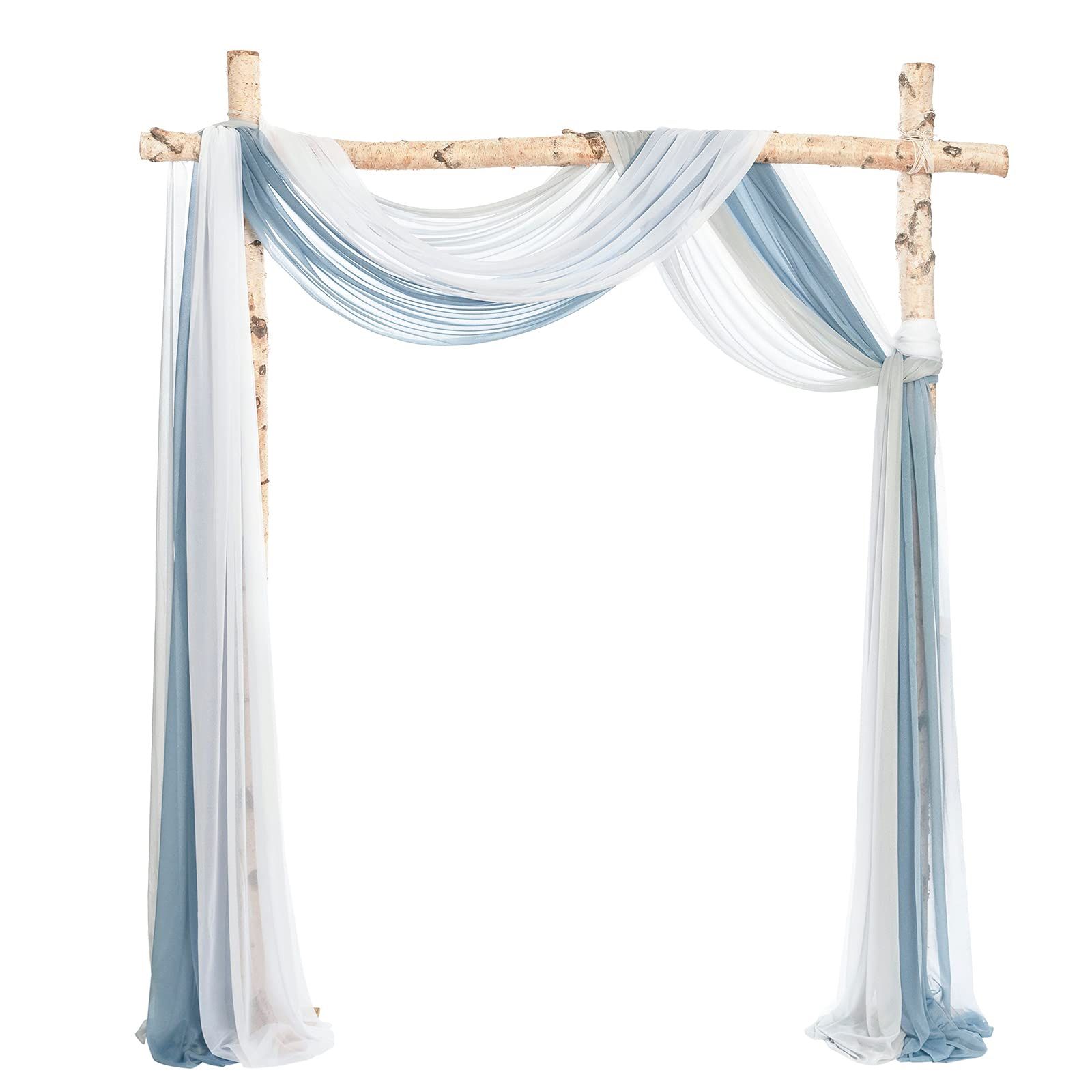 Ling's Moment Wedding Arch Draping Fabric 3 Panels 20Ft Blue Chiffon Fabric,Sheer Hanging Drapes Arrangement For Wedding Ceremony Backdrop Party Swag
