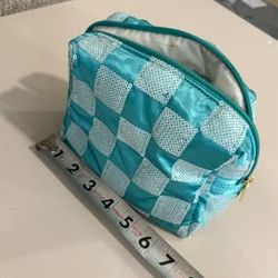 Turquoise Sequin Cosmetic Makeup Bag