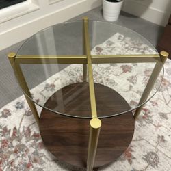 Glass And Wood Side Table