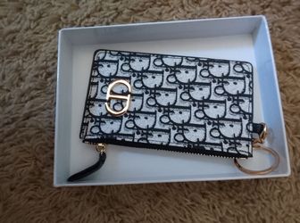 Monogram Print Zip Wallet with Keyring