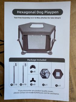 Dog Play Pen Indoor or Outdoor, Sturdy Fabric Dog Playpen for Small Dog & Cat, Puppy Playpen with Removable Cover, Heavy-Duty Dog Pen with Stainless S
