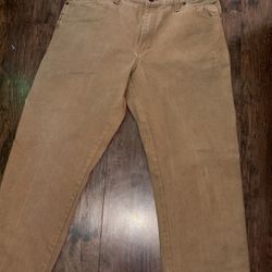 Dickies Carpenter Work Pants Mens 36x30 Brown Relaxed Fit Hammer Loop Cotton