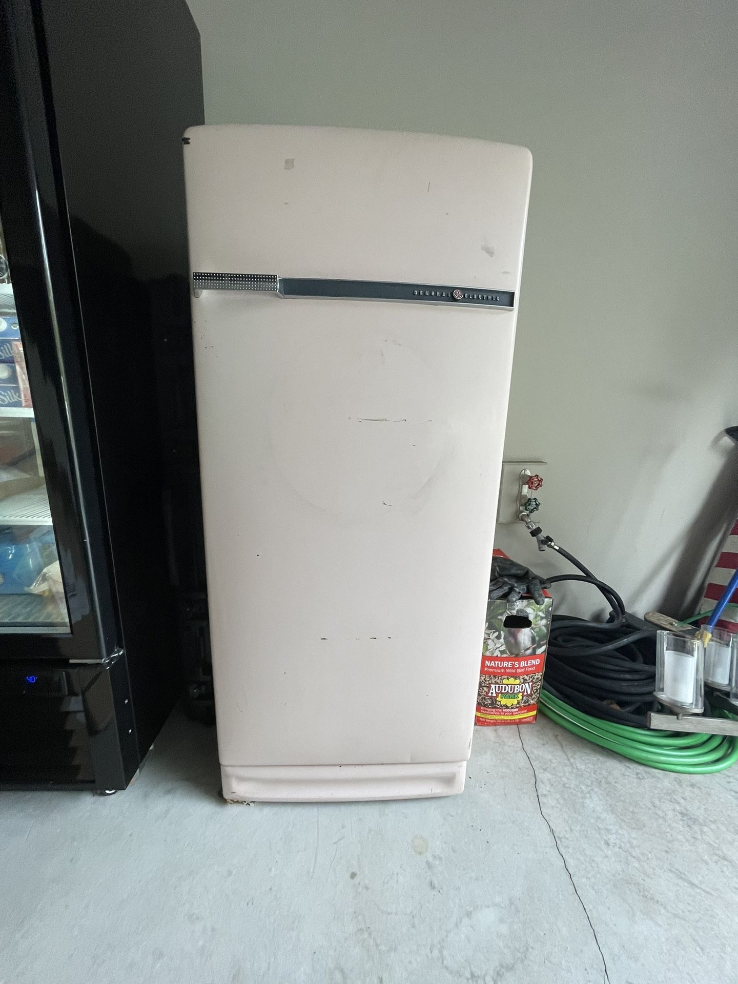 General Electric vintage, pink fridge and freezer