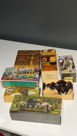 Vintage Avon Car Cologne Bottle Box Lot Rolls Royce Cable Car Display Set