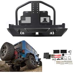 ECCPP Rear Bumper with Spare Tire Rack Fit for Jeep Wrangler TJ YJ 2007-2018