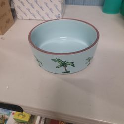 Ceramic Palm Tree Dog Bowl
