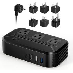 Voltage Converter 2300W International Power Converter Step Down 220v/240v to 110v/120v Travel Adapter Transformer w/ 4 USB 3 AC Outlets 7 Worldwide Pl