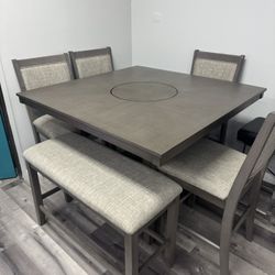 6PC DINNING SET 4 CHAIRS & BENCH/ FLOOR MODEL SPECIAL🔥🔥🔥