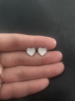 925 sterling silver heart earrings Screw Back .