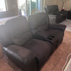 Brown Faux-Leather Couch