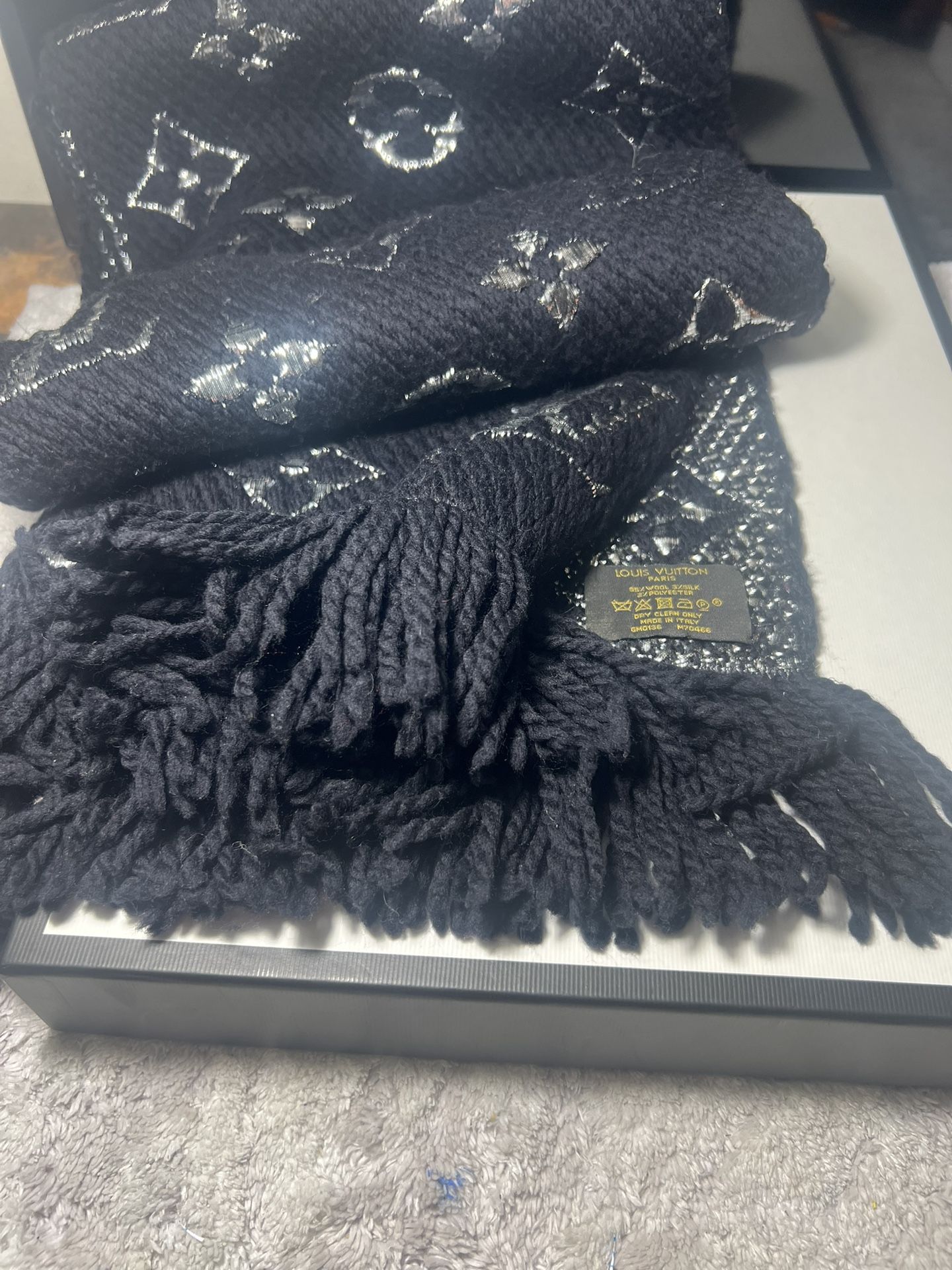 Louis Vuitton LV Monogram Logomania Shine Black Scarf