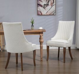 2X Cream white fabric dining chairs