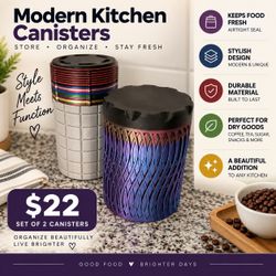 Modern Kitchen Canisters Set of 2