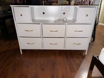 White Fabric Dresser with 9 Drawers