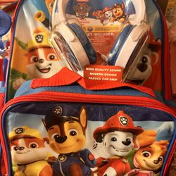 NEW Paw Patrol Backpack w/lunch bag and Headphones