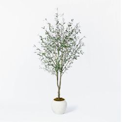 New Realistic Olive Tree In Beautiful Off White Ceramic Pot Large Threshold Studio McGee Faux Fake Plant