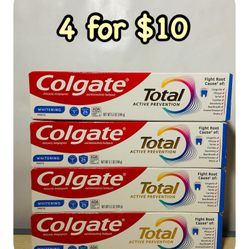 (4) Colgate Total Active Prevention Whitening Toothpaste, Mint, 5.1 oz 