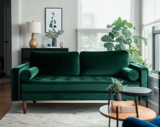 Emerald blue Velvet Tufted Sofa