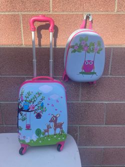 kids, carry-on bag and backpack