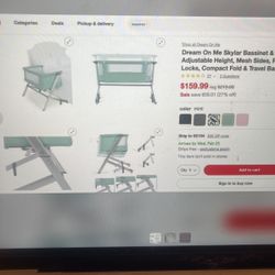 Mint Green Bedside Sleeper Bassinet 