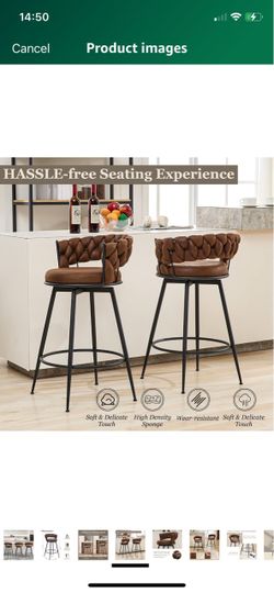 28 '' 360° Swivel Barstools Counter Bar Stools Set of 2. Brown