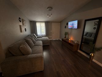 Gray Corduroy Sectional Sofa with Chaise