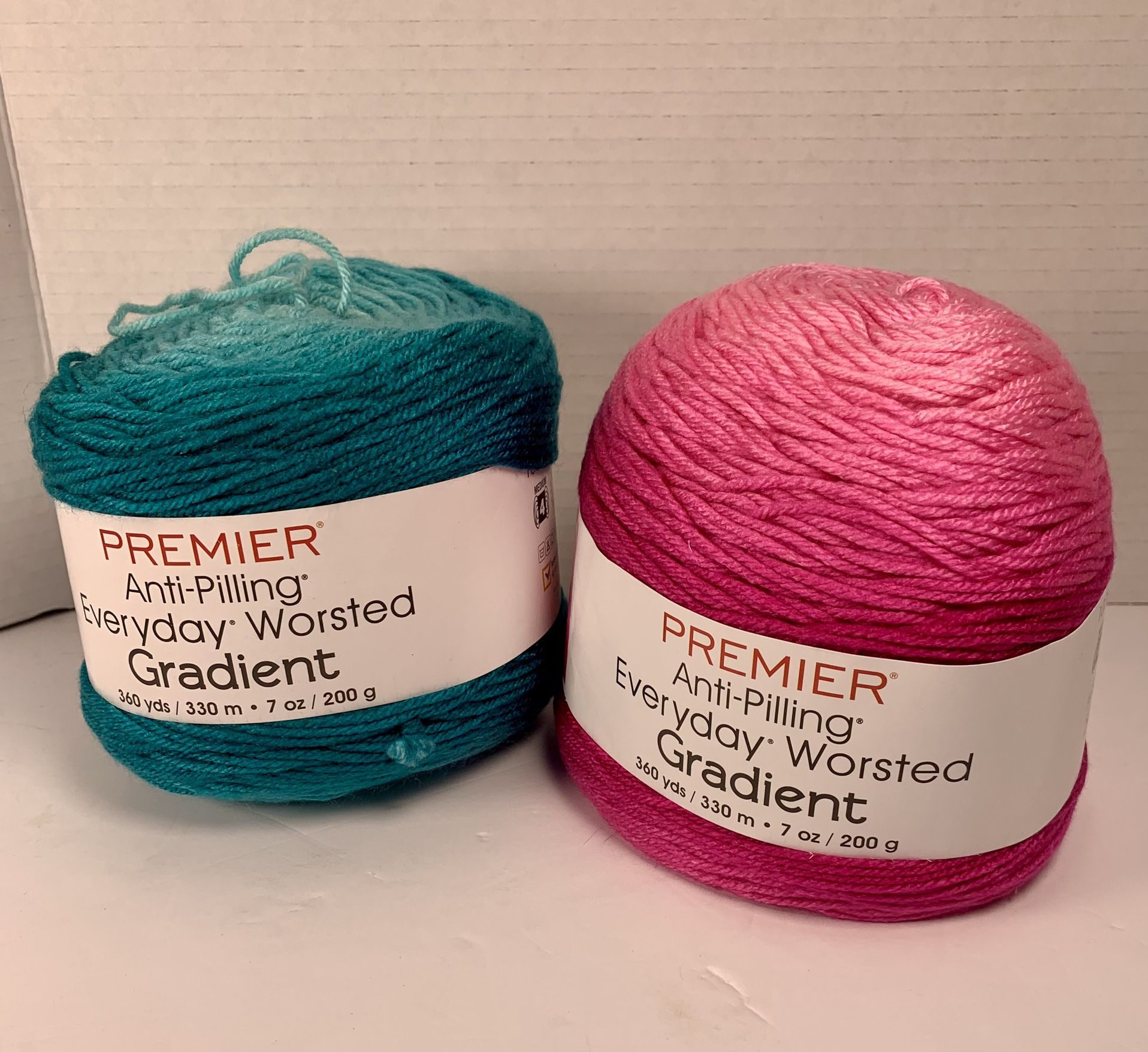 Two Premier Anti-Pilling Yarn Skein Teal & Pink Tones
