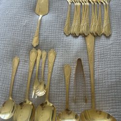 SBS Solingen 24 K Gold Plated 12 Person Flatware Set.