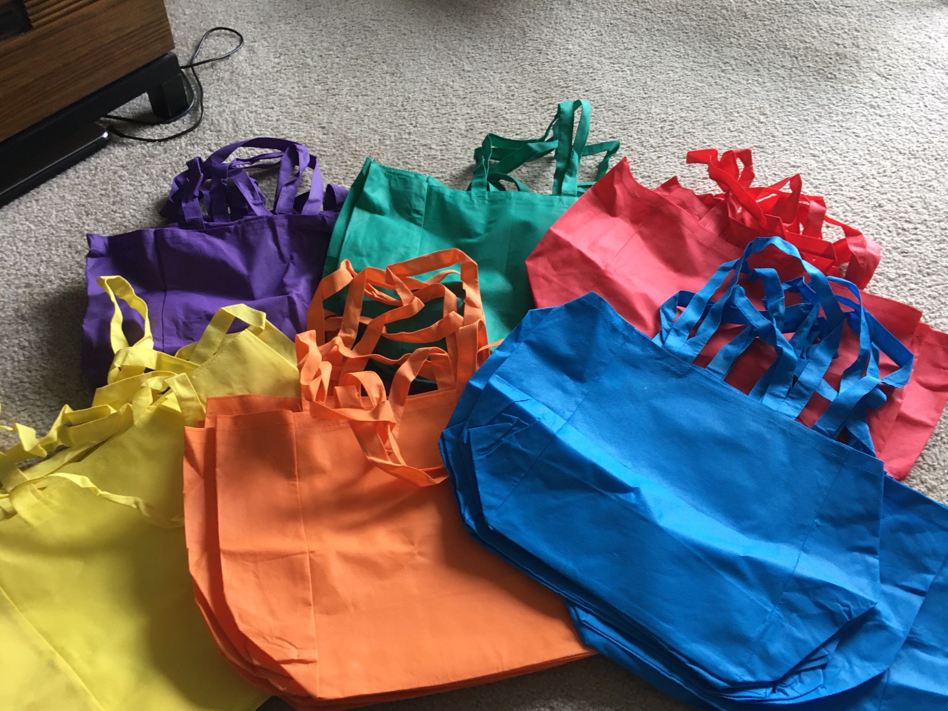 24 bright color tote bags
