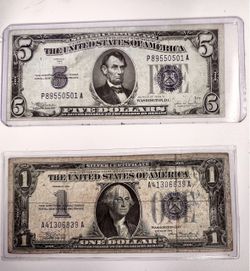 1934 -5 Dollar and 1 Dollar Bank Notes***Check the out