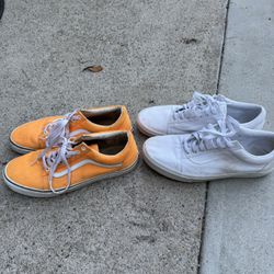 2 Pairs of Vans Old Skool – Mens Size 12 – Orange & White