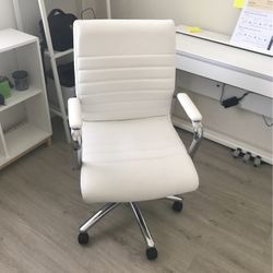 White Faux Leather Office Chair 