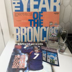 Broncos Vintage Super Bowl Bundle – Vinyl, Mug, Shot Glass, Tickets & Magazine