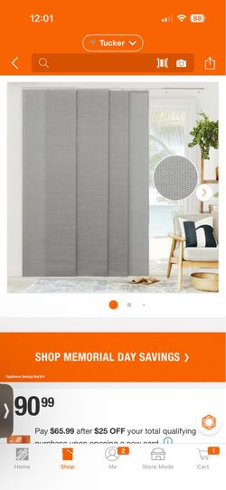 Woven Cut-to-Size Gray Light Filtering Adjustable Sliding Panel Track Blind w/ 23 in Slats Up to 86 in. W X 96 in. L