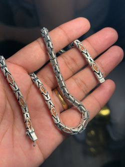 925 Sterling Silver Byzantine Chain Necklace 23.5” 5mm Handmade Black Oxidized