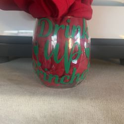 Custom Christmas Stemless Wine Glass
