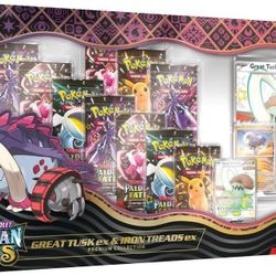 
Great Tusk Ex & Iron Treads Ex Premium Collection Pokemon Paldean Fates