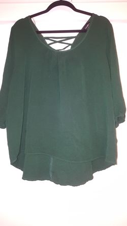 3XL Green Half Sleeve Blouse