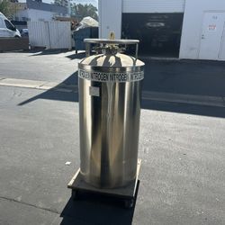 230L Liquid Nitrogen Cryogenic Dewar Tank w/ Cart – Stainless Steel – Industrial / Lab