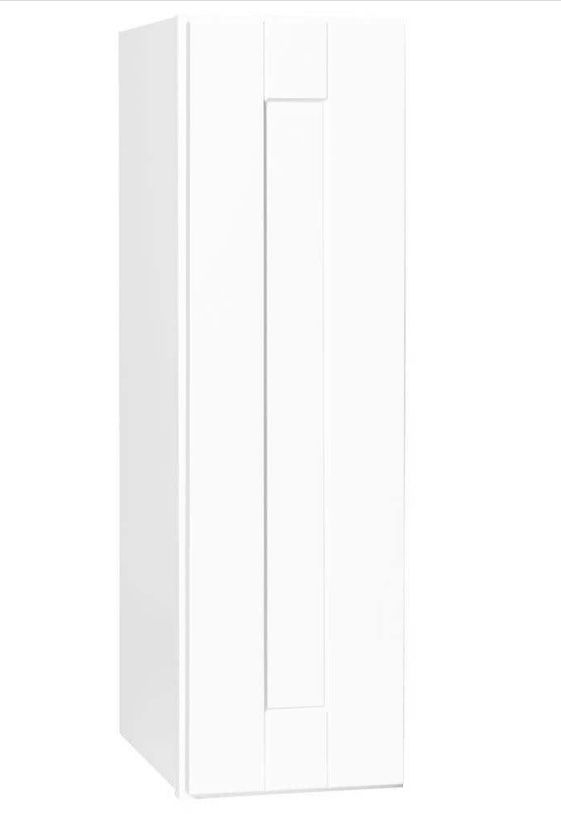 Hampton Bay Shaker 9 in. W x 12 in. D × 30 in. H Assembled Wall Kitchen Cabinet in Satin White