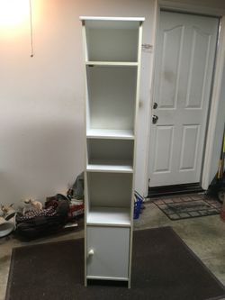 White Narrow Bathroom Cabinet / Skinny Storage Shelf
