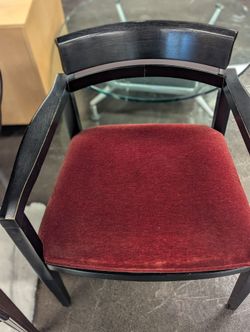 Red Wood and Cloth Dining Chair