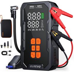 2000A Jump Starter with Air Compressor, Car Battery Jumper Starter Portable with 160PSI Auto-Shutoff Tire Inflator