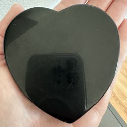 New, Beautiful Black Obsidian Heart With Display Stand. Gift Bag Included.
